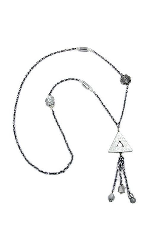 NECKLACE GREY-SILVER CHROME 95CM