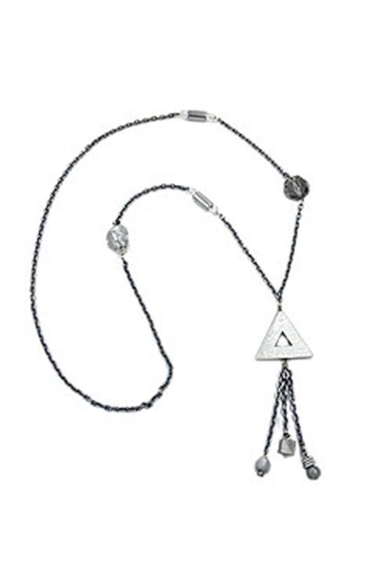 NECKLACE GREY-SILVER CHROME 95CM