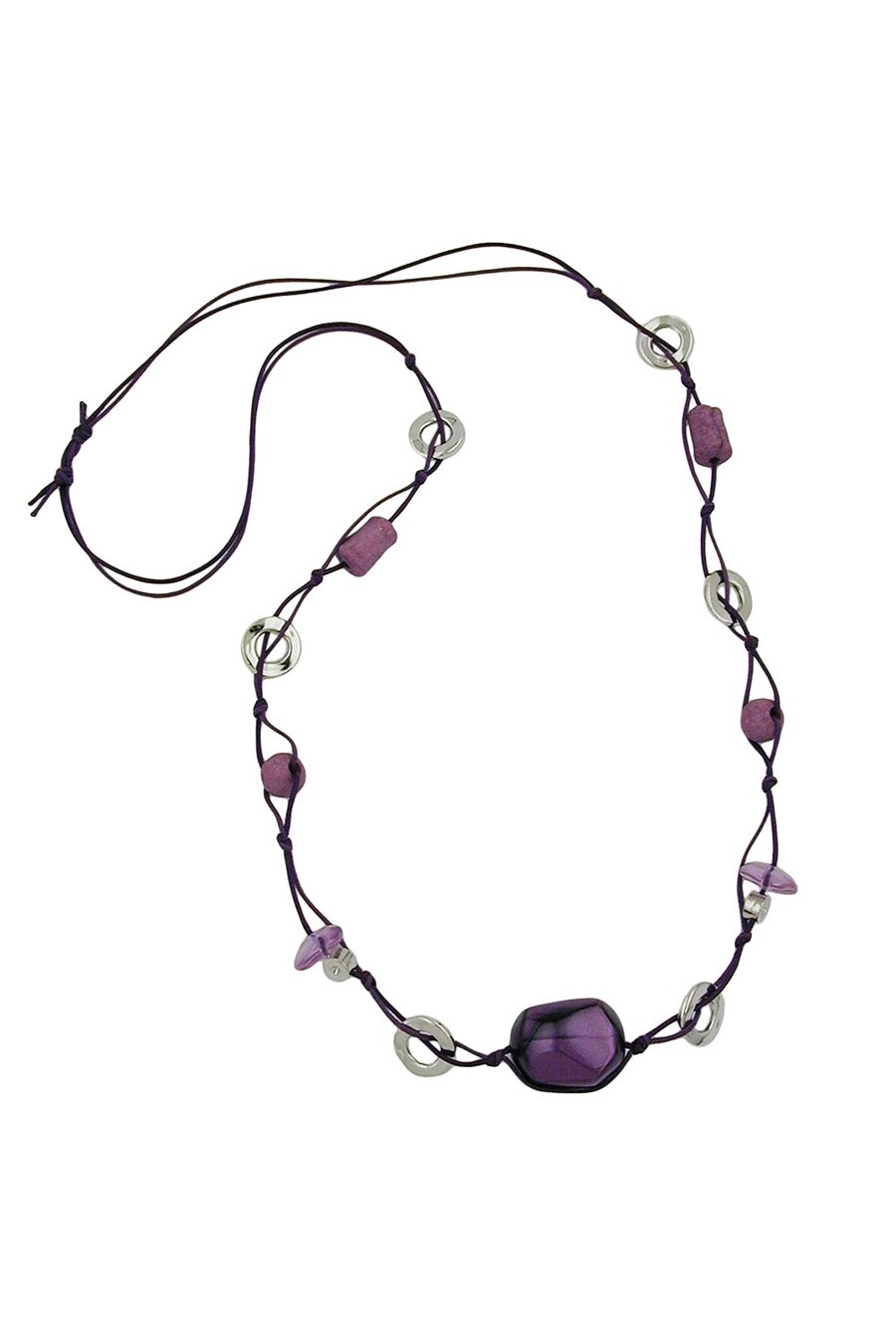 NECKLACE PURPLE BEADS 90CM
