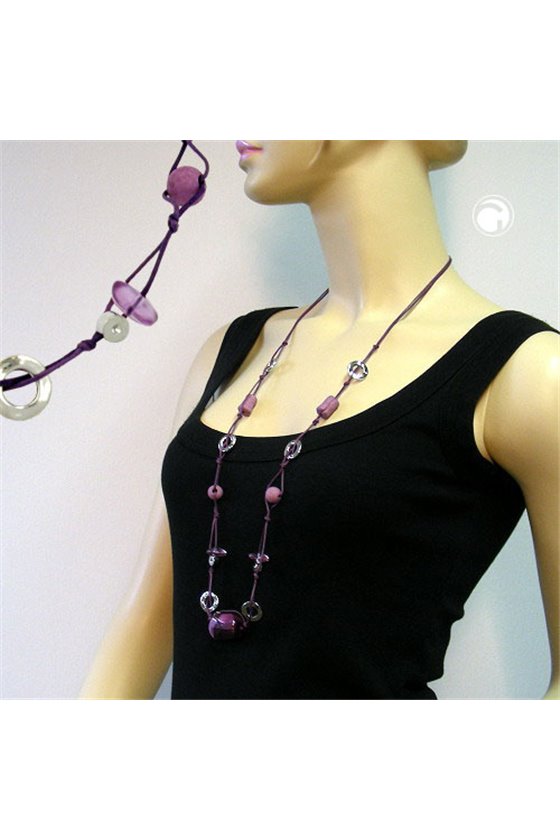 NECKLACE PURPLE BEADS 90CM