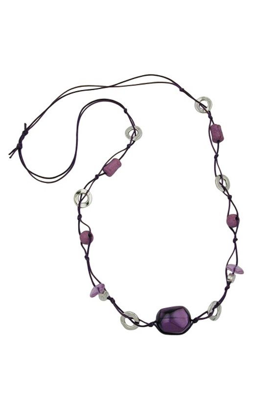 NECKLACE PURPLE BEADS 90CM