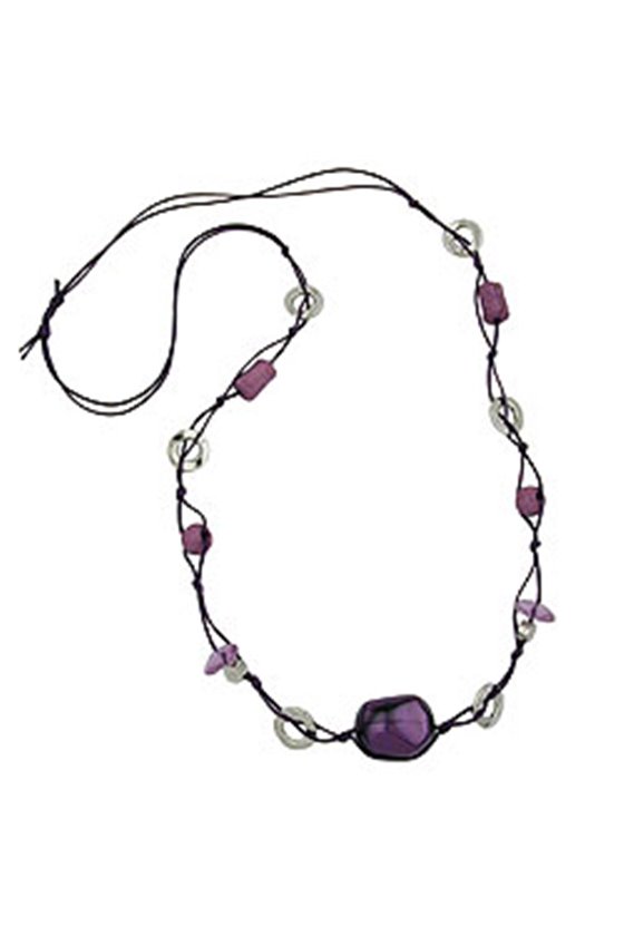 NECKLACE PURPLE BEADS 90CM