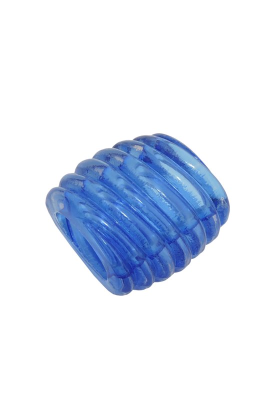 SCARF BEAD SPIRAL MARKING BLUE TRANSPARENT 35MM