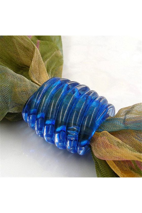 SCARF BEAD SPIRAL MARKING BLUE TRANSPARENT 35MM