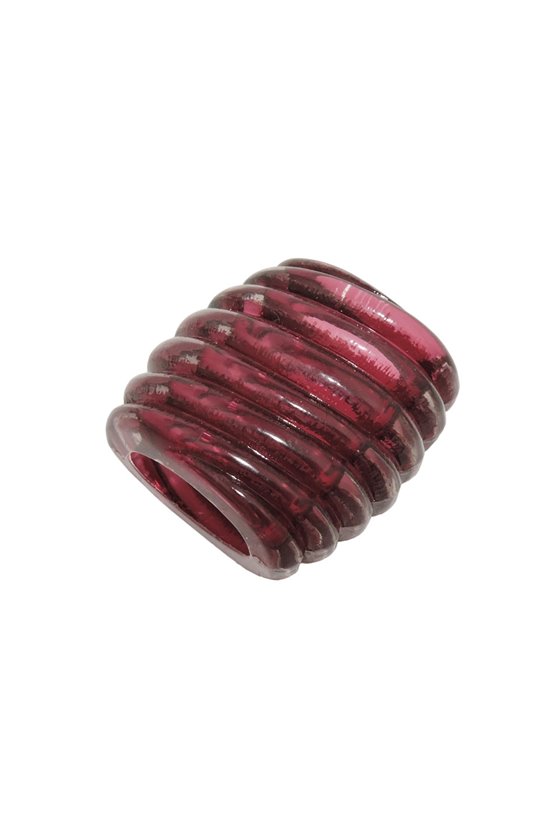 SCARF BEAD SPIRAL MARKING PLUM TRANSPARENT 35MM