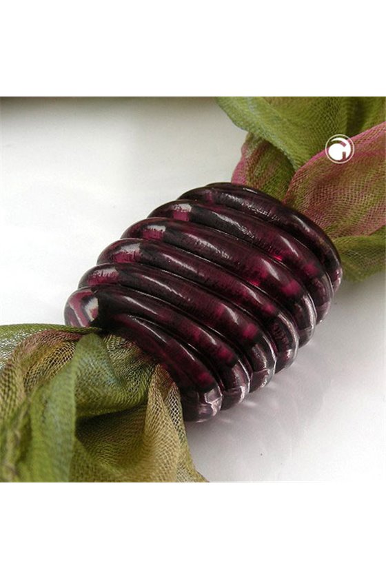 SCARF BEAD SPIRAL MARKING PLUM TRANSPARENT 35MM