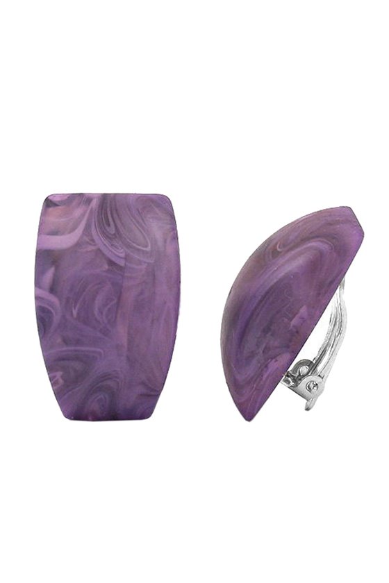 CLIP-ON EARRING TRAPEZIUM PURPLE