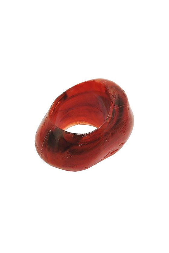 SCARF BEAD RED MARBLED 25X33MM