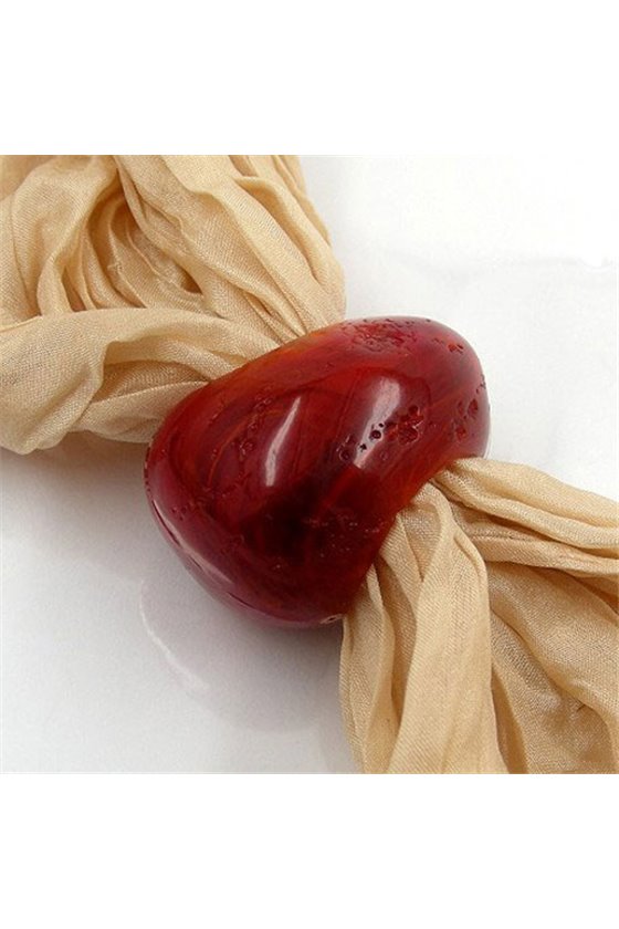 SCARF BEAD RED MARBLED 25X33MM