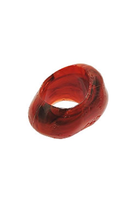 SCARF BEAD RED MARBLED 25X33MM