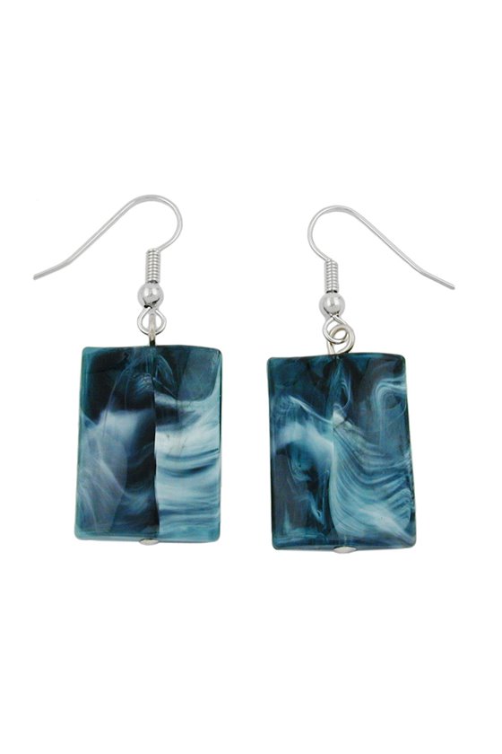 HOOK EARRINGS PILLOW BEAD DARK BLUE BLACK