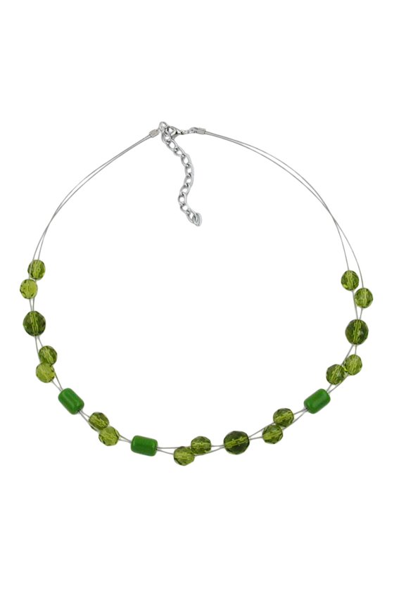 NECKLACE GLASS BEADS GREEN 43CM