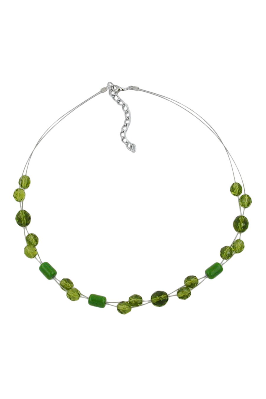 NECKLACE GLASS BEADS GREEN 43CM