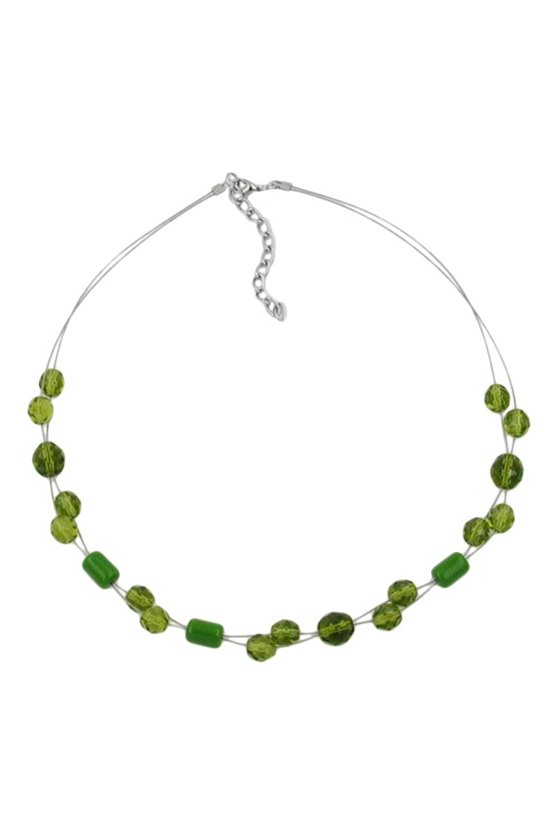 NECKLACE GLASS BEADS GREEN 43CM