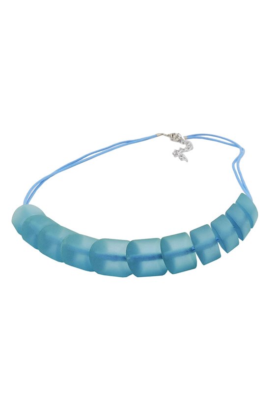 NECKLACE SLANTED BEADS TURQUOISE CORD TURQUOISE