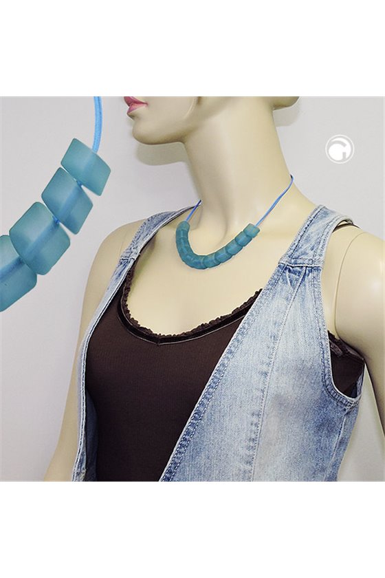 NECKLACE SLANTED BEADS TURQUOISE CORD TURQUOISE