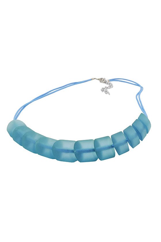 NECKLACE SLANTED BEADS TURQUOISE CORD TURQUOISE