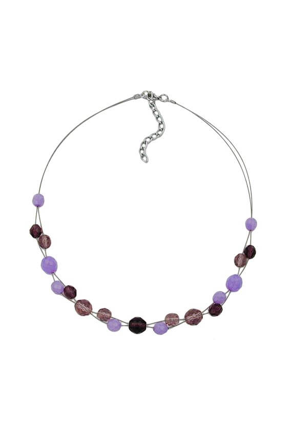NECKLACE GLASS BEADS PURPLE 43CM
