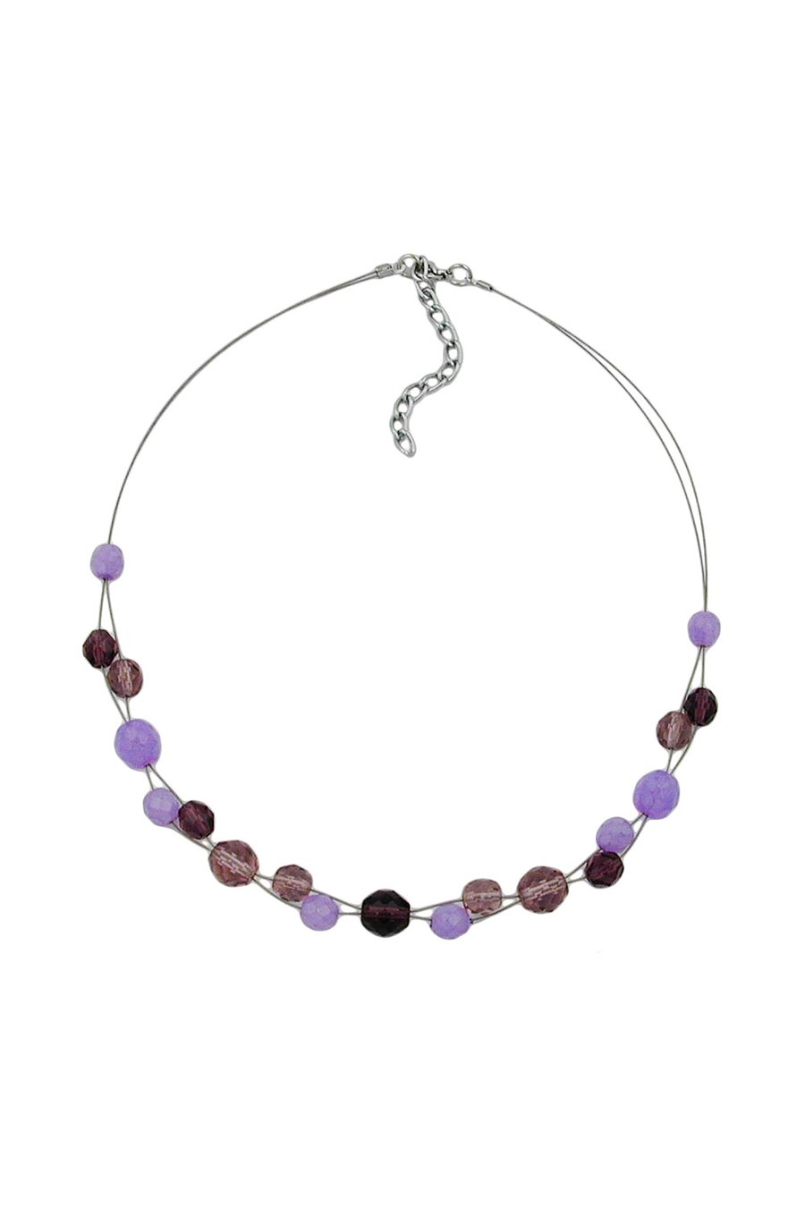 NECKLACE GLASS BEADS PURPLE 43CM