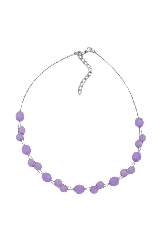 NECKLACE GLASS BEADS PURPLE 43CM