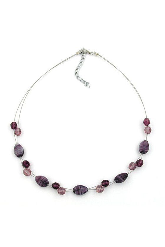 NECKLACE GLASS BEADS PURPLE 45CM