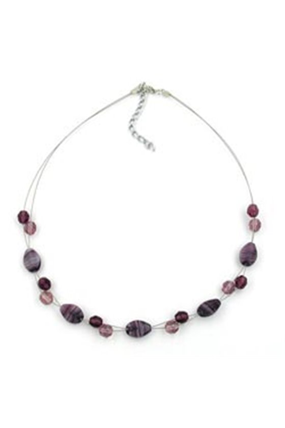 NECKLACE GLASS BEADS PURPLE 45CM