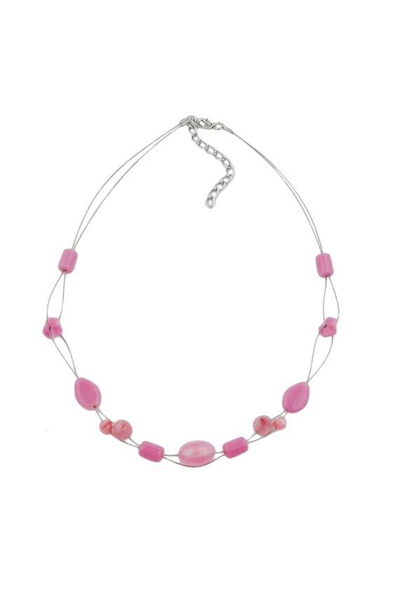 NECKLACE GLASS BEADS PINK