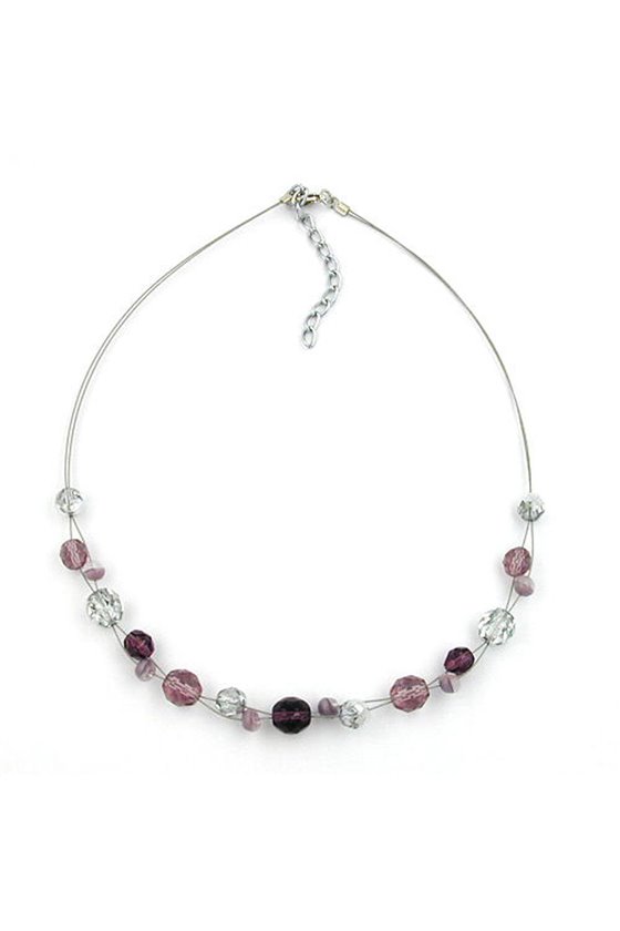 NECKLACE GLASS BEADS PURPLE 43CM