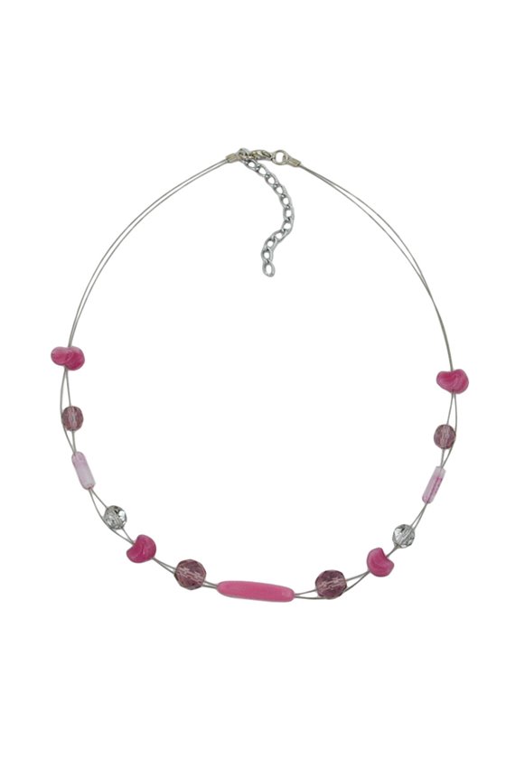 NECKLACE GLASS BEADS PURPLE 45CM