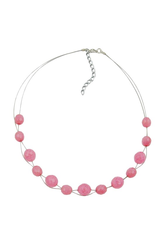 NECKLACE GLASS BEADS PINK 45CM