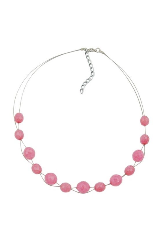NECKLACE GLASS BEADS PINK 45CM