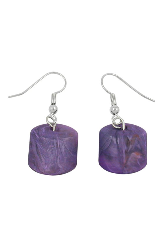 HOOK EARRINGS SLANTED BEAD PURPLE