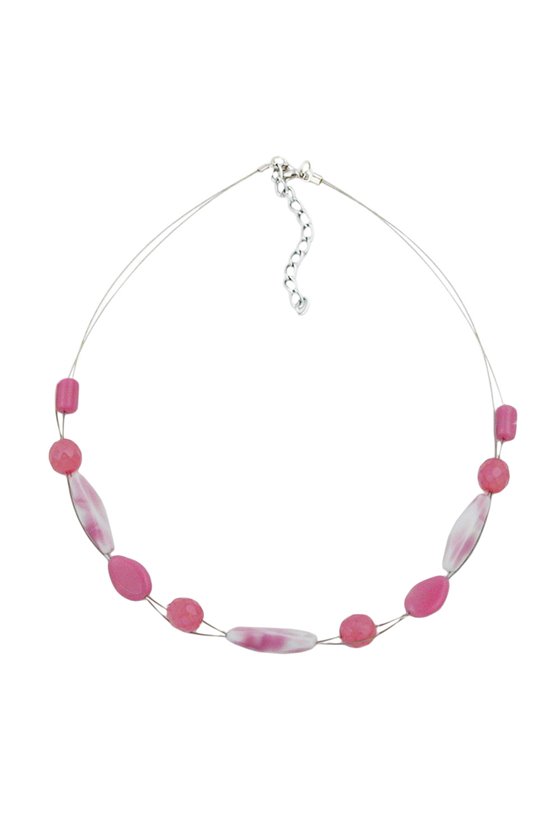 NECKLACE GLASS BEADS PINK 45CM
