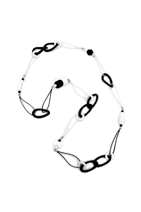 NECKLACE BLACK & WHITE BEADS 100CM