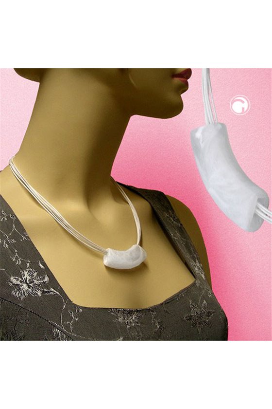 NECKLACE TUBE FLAT CURVED WHITE 50CM
