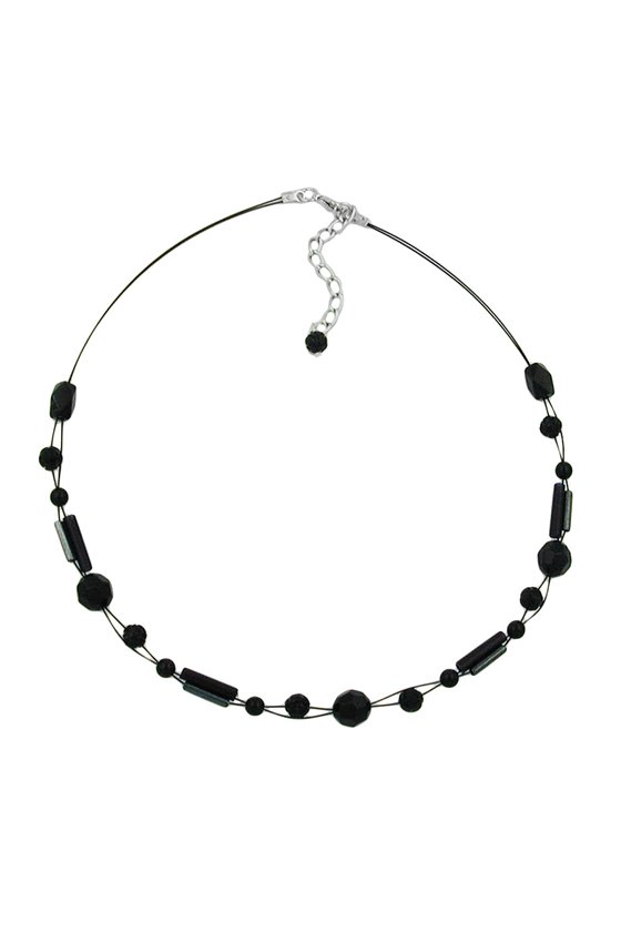 NECKLACE BEADS BLACK 43CM