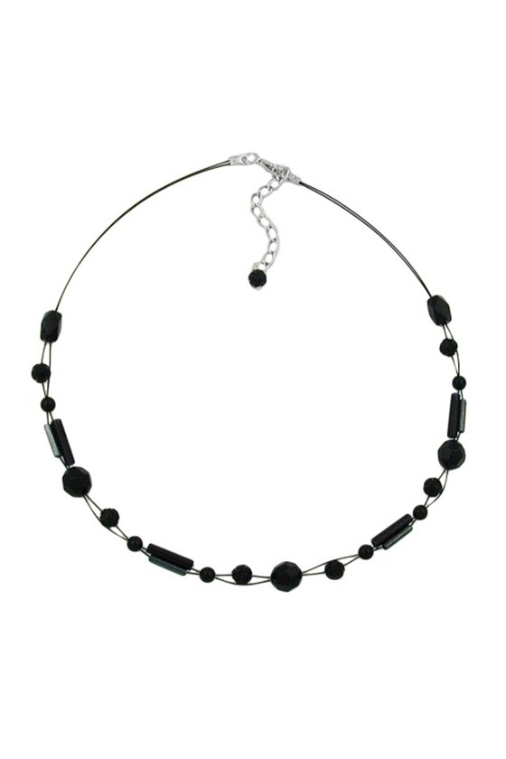 NECKLACE BEADS BLACK 43CM