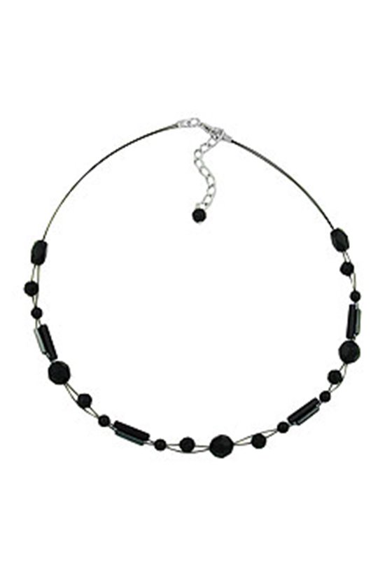 NECKLACE BEADS BLACK 43CM