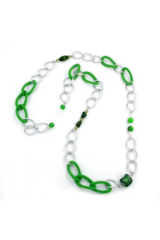 NECKLACE CURB CHAIN BEADS 100CM
