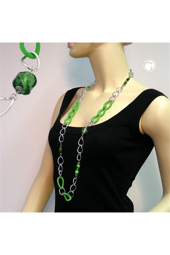 NECKLACE CURB CHAIN BEADS 100CM