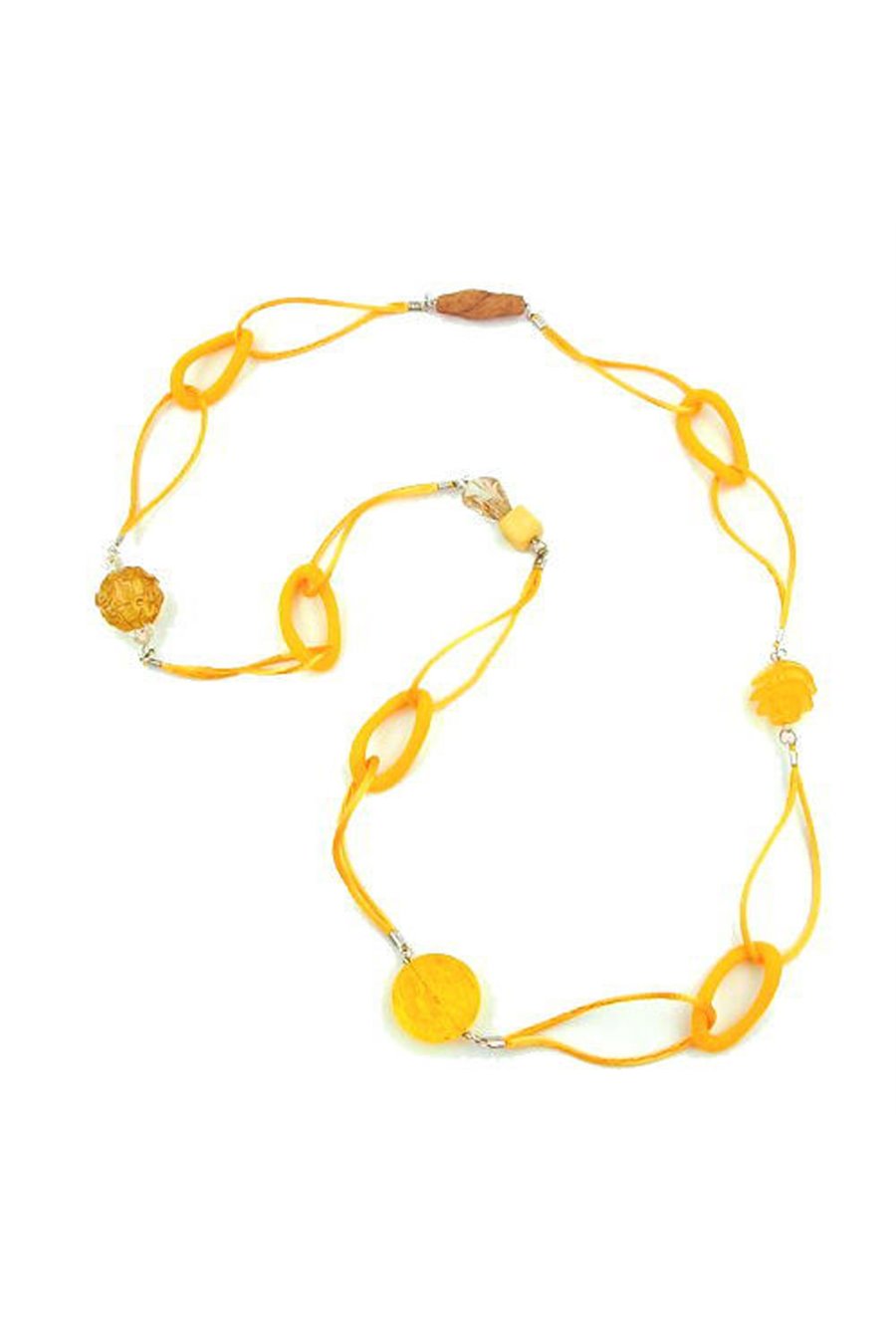 NECKLACE SILK-CORD YELLOW BEAD 100CM
