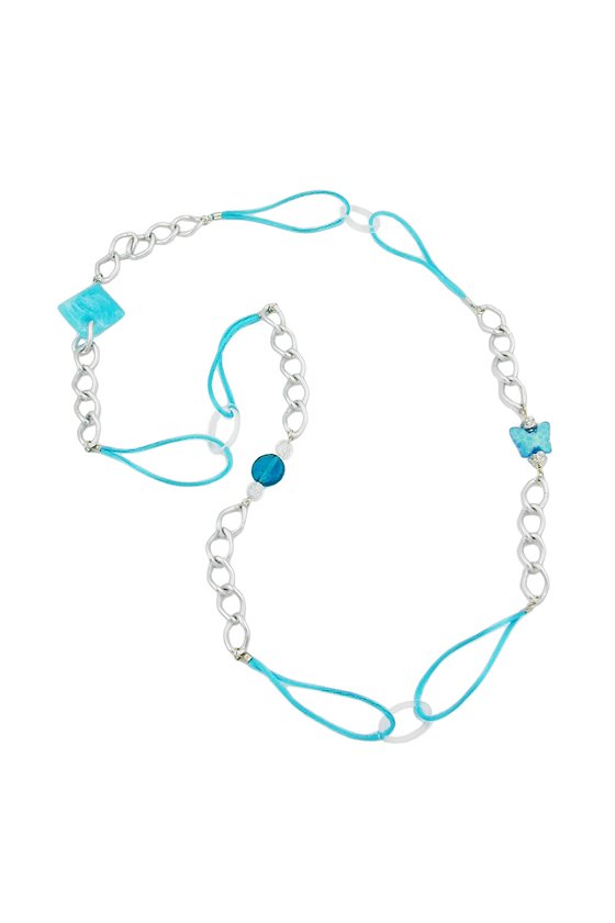 NECKLACE SILVER GREEN 100CM