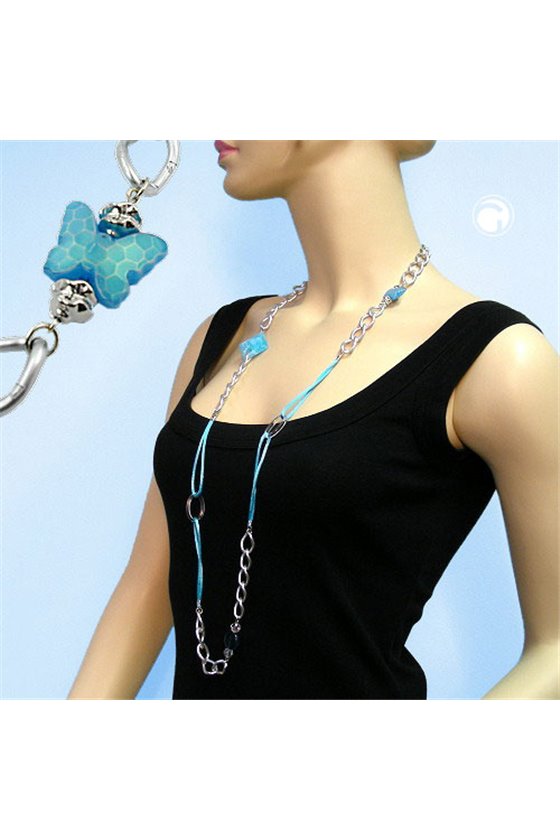 NECKLACE SILVER GREEN 100CM