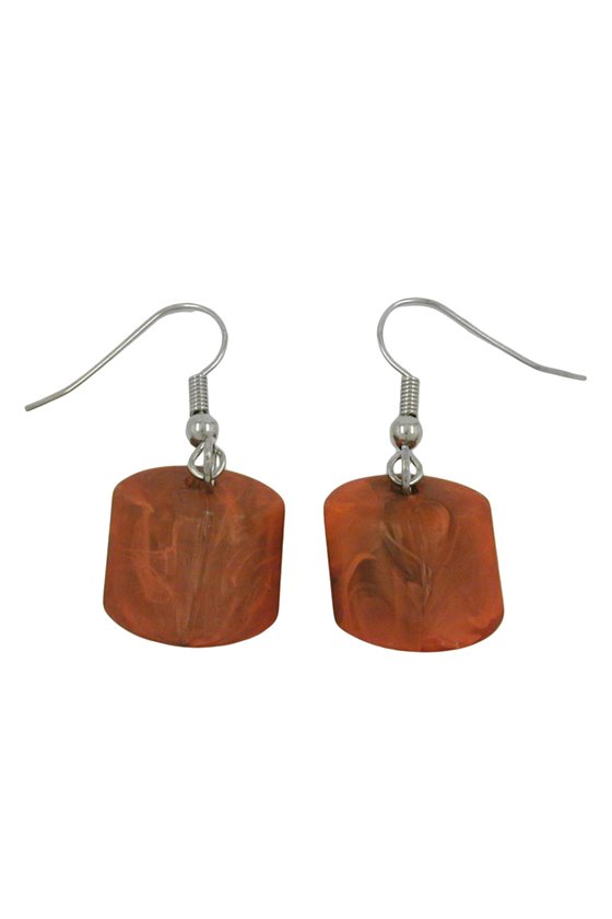 HOOK EARRINGS SLANTED BEAD BROWN