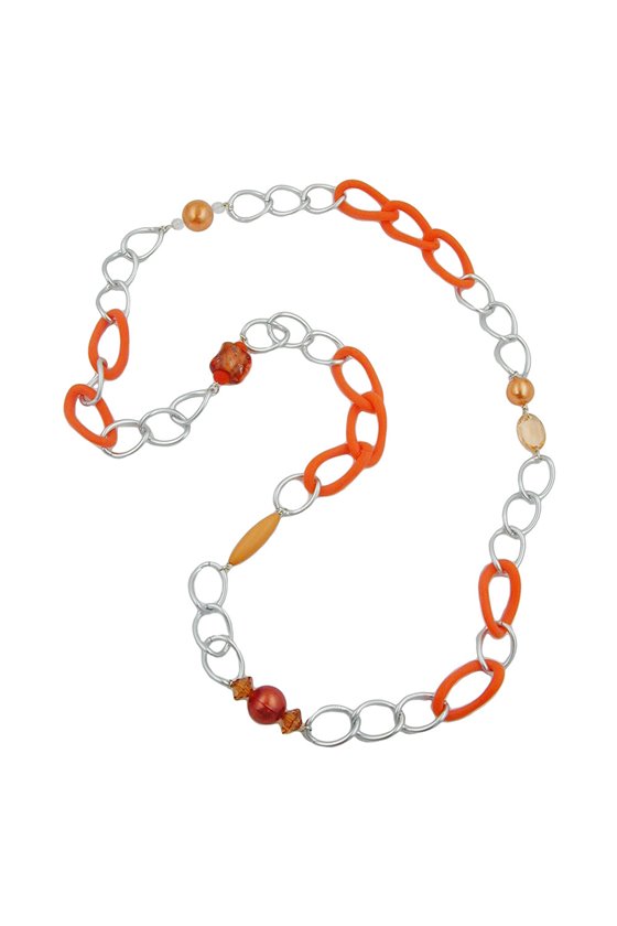 NECKLACE CURB CHAIN BEADS 95CM
