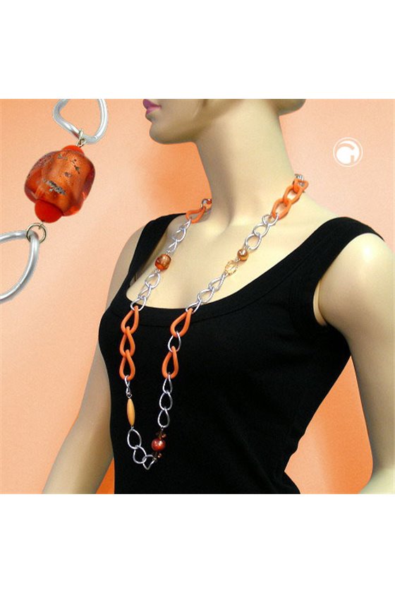 NECKLACE CURB CHAIN BEADS 95CM