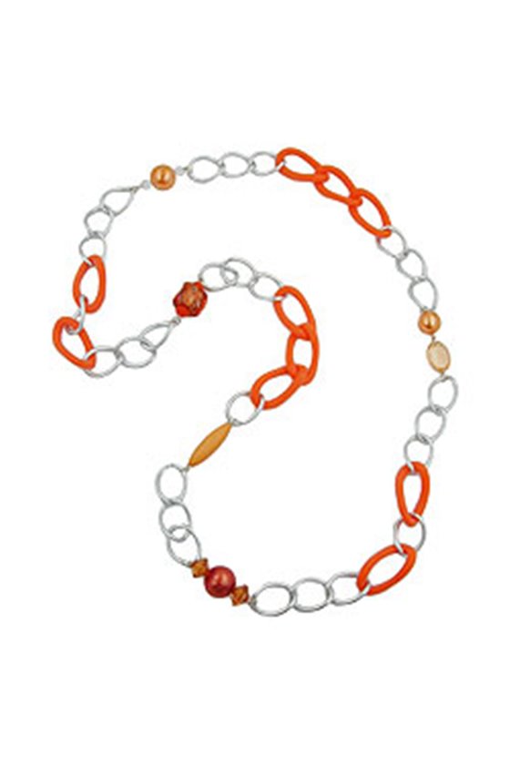 NECKLACE CURB CHAIN BEADS 95CM