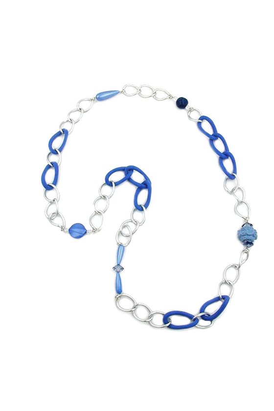 NECKLACE CURB CHAIN WITH BEADS 95CM