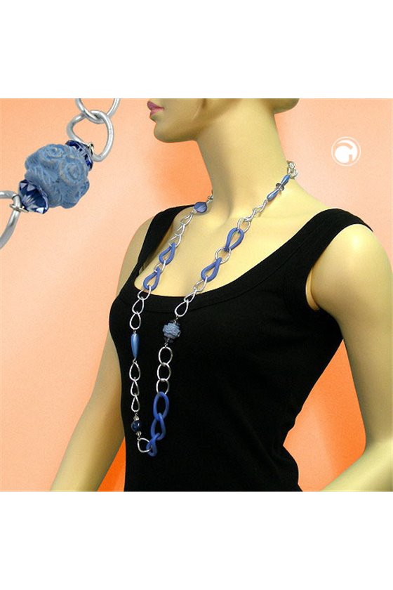 NECKLACE CURB CHAIN WITH BEADS 95CM