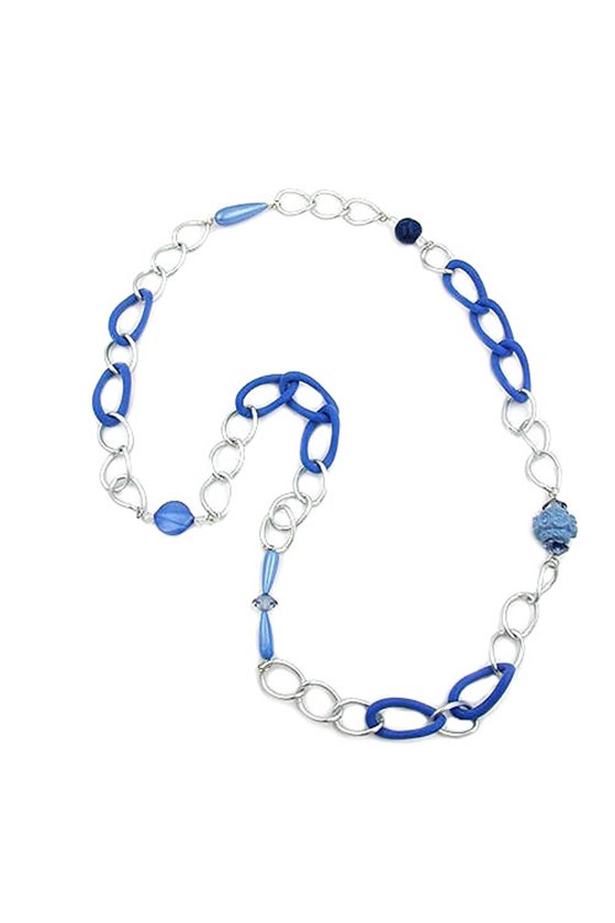 NECKLACE CURB CHAIN WITH BEADS 95CM
